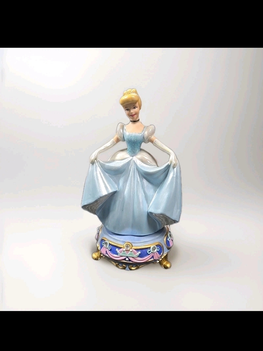 Disney Cinderella Figurine in Light Blue and Gold Accents